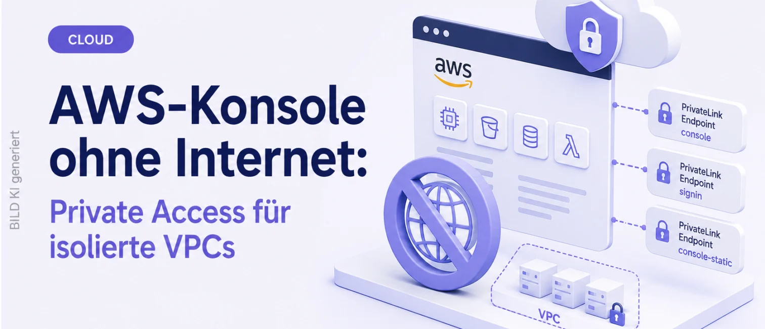 Cloud-Konsole in isolierter VPC mit privaten Verbindungen als Symbol für AWS Management Console Private Access.